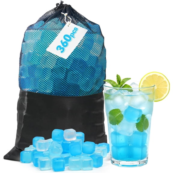 360 Pack Reusable Plastic Ice Cubes, Blue and White, For Drinks, Coolers, Lunch Boxes