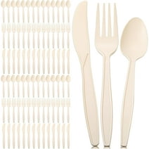 360 Packs Compostable Utensils, compostable 120 Forks 120 Spoons 120 Knives, Large Disposable Utensils Heavy-duty Eco Friendly Flatware Combo Set for Party Wedding BBQ Picnic Camping