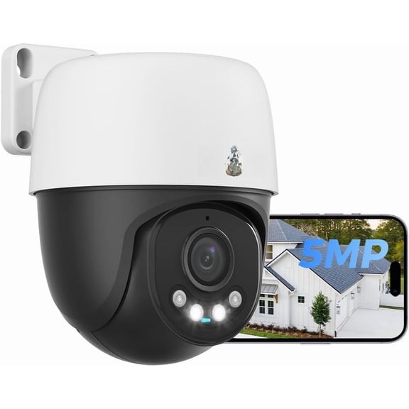 ?360? Panoramic? 5MP PoE Camera Outdoor, 355 Pan & 90 Tilt Cameras for , Human Auto , Color Night Vision, Human/ Detection, 2 Way Talk, No Subscriptions