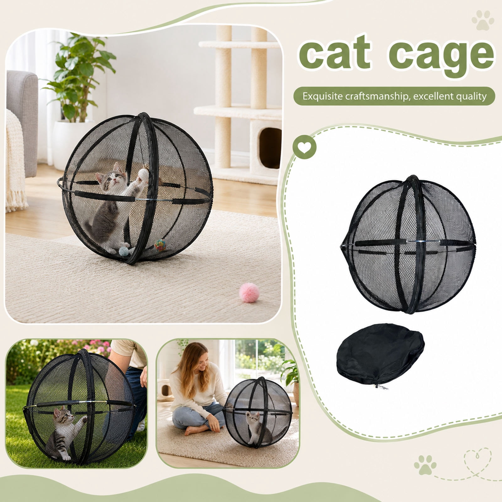 360 degree spherical mesh cat playpen indoors and outdoors