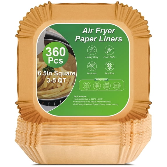 360 Pcs 8” Square Unbleached Heavy Duty Air Fryer Paper Liners ...