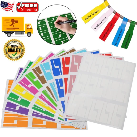 360 Pcs Cable Labels Tags Management 12 Colors Cord Tags For Electronics