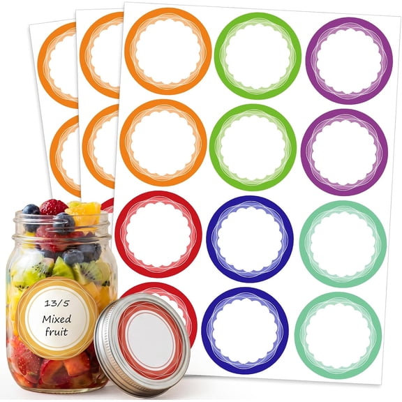 360 Pcs Canning Jar Labels, 2 Inch 6 Colors Removable Round Stickers Writable Label for Jams Jars, Bottles, Gift Wrap, Party Favors, Meal Prep, Pantry Organization
