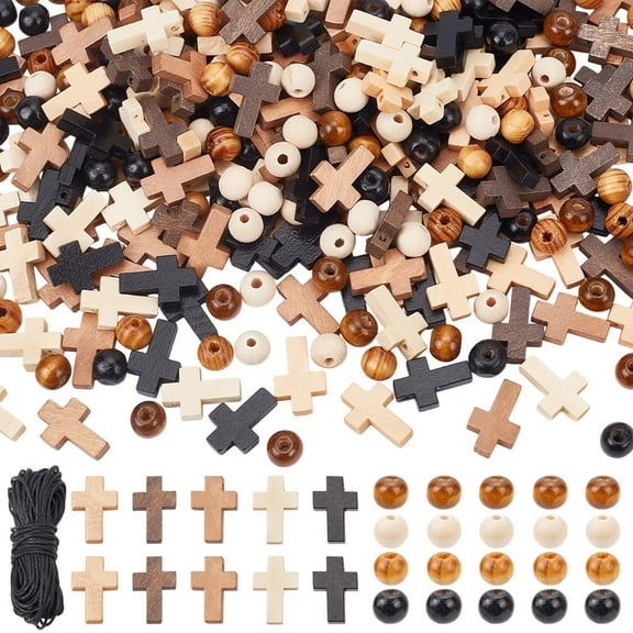 360 Pcs Jewelry Making Kit Including 200 Pcs Wood Beads Pendants 160 Pcs Wood Round Beads 10m/10.9 Yards Elastic Thread for Bracelet Necklace Earring Jewelry Making