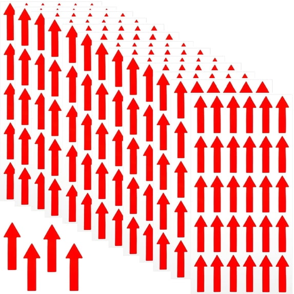 360 Pcs Red Small Arrow Stickers, 1.2x0.4 Inch Waterproof Self-Adhesive Labels for Gas Flow Direction, Inspection, Inventory Organization and Product Defect Marking