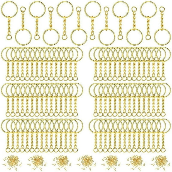 360 Pcs/Set Split Key Ring with Chain Open Jump Rings Screw Eye Pins Connector Accessories Silver Golden Alloy Keychain