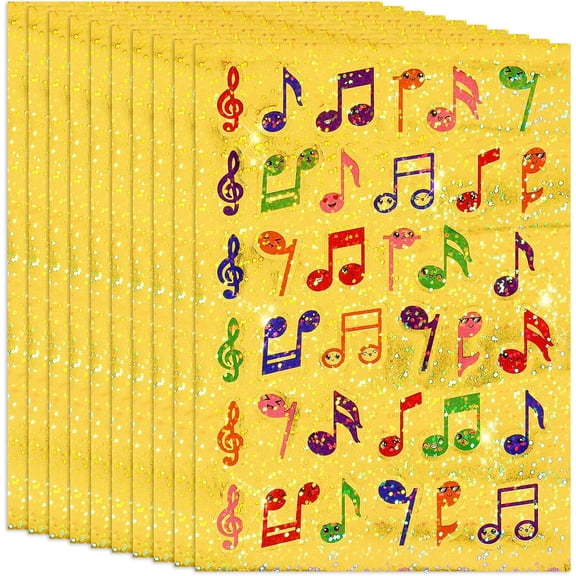360 Pcs Sparkle Music Note Stickers Glitter Colorful Music Sticker Musical Symbols Labels School Teacher Classroom Reward for Notebook Laptop Envelope Scrapbook Journal Cards Party Decor