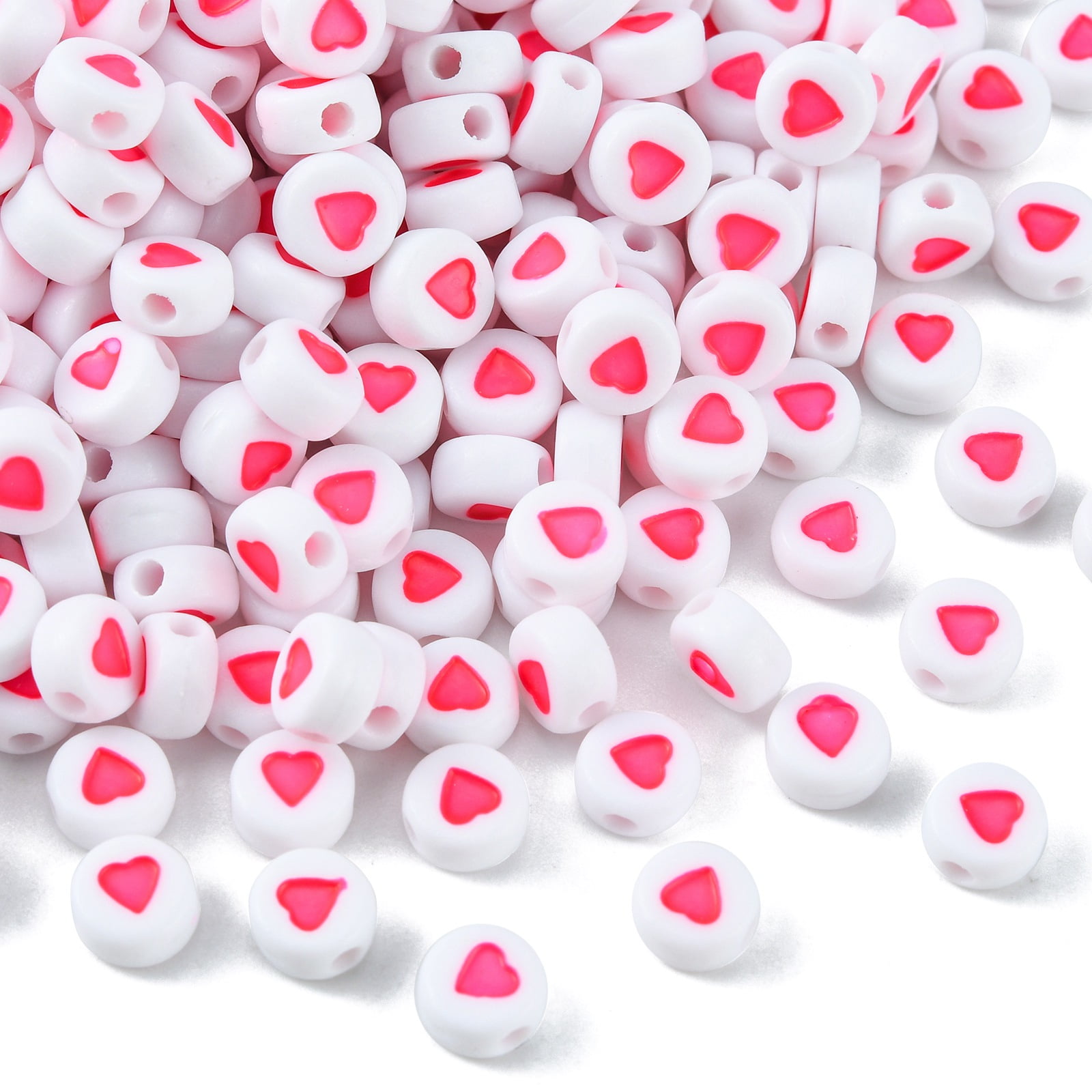 Cute Acrylic Heart Beads White Colorful Love Heart Pony Beads for DIY  Message Name Word Bracelet Necklace Jewelry Making.