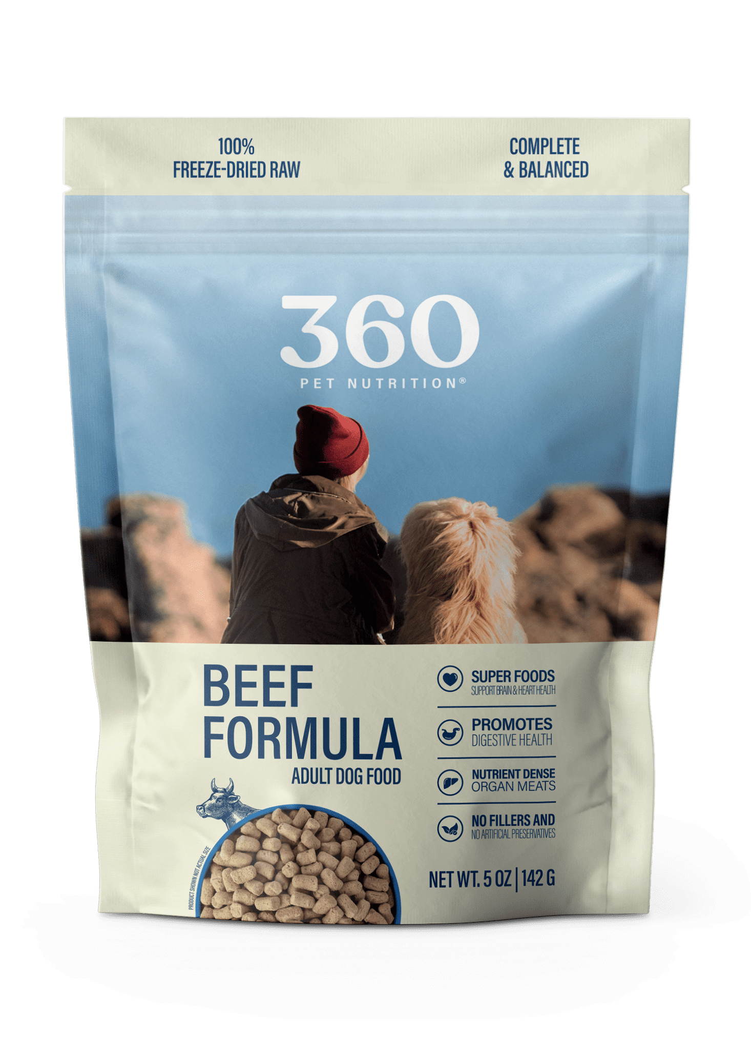 360 Pet Nutrition Beef Flavor Freeze Dried Dog Food, 5 oz. Bag