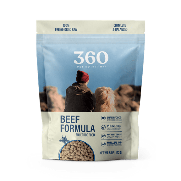 360 Pet Nutrition Beef Flavor Freeze Dried Dog Food, 5 oz. Bag