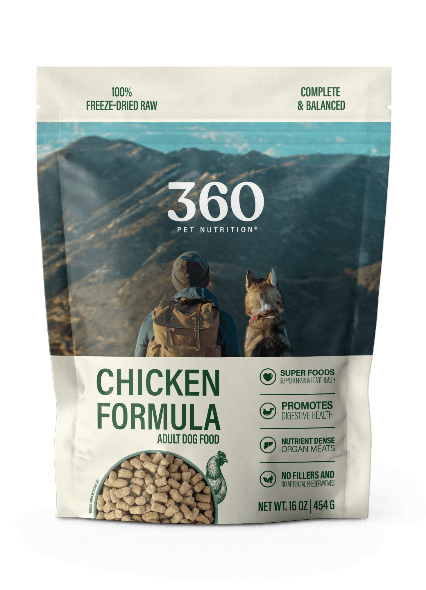 360 Pet Nutrition Freeze Dried Chicken Dog Food, 16 oz. Bag