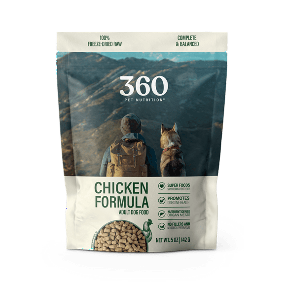 360 Pet Nutrition Chicken Flavor Freeze Dried Dog Food, 5 oz. Bag