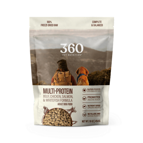 360 Pet Nutrition Freeze Dried Multi-Protein Dog Food, 16 oz. Bag