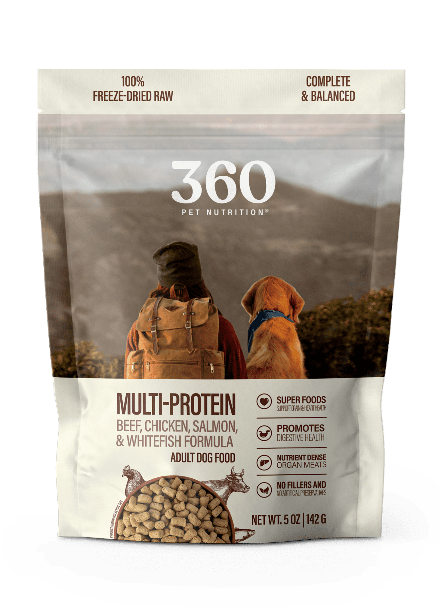 360 Pet Nutrition Multi-Protein Adult Freeze-Dried Raw Formula 5oz