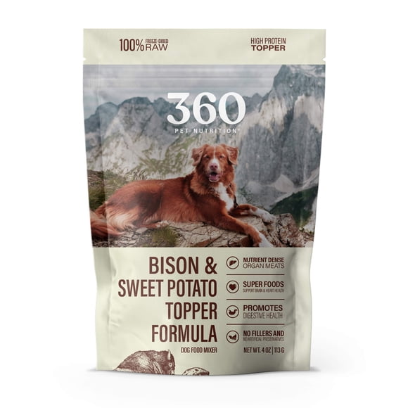 360 Pet Nutrition Dog Food Topper or Treat Bison & Sweet Potato Flavor 4oz