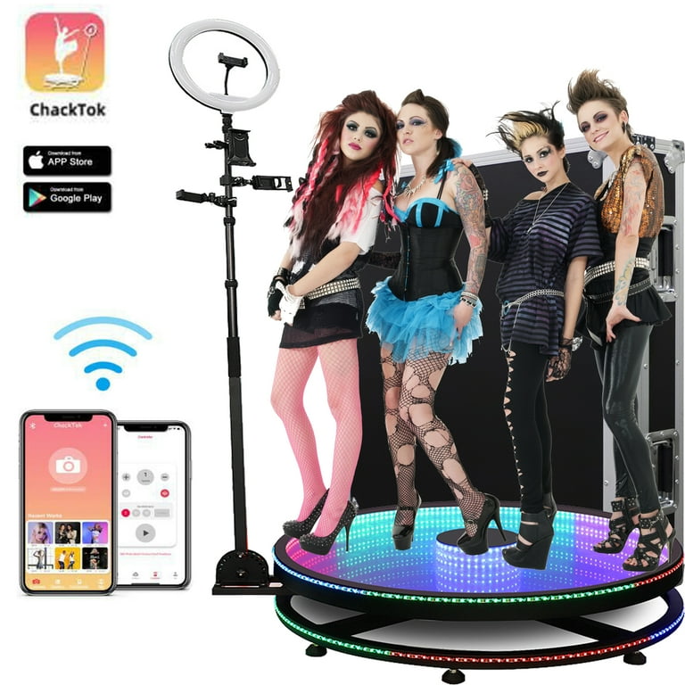 360 Photo Booth Machine Automatic Spin Tempered Glass Remote