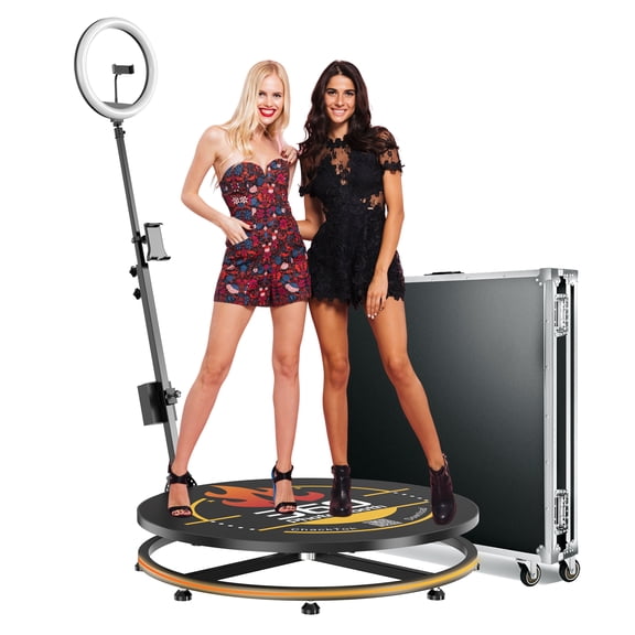 360 Photo Booth Machine with Flight Case,360 Photo Booth Machine for Parties with Chacktok VIP,Software APP Remote Automatic Slow Motion Rotating 360 Video Camera Booth for 2 People