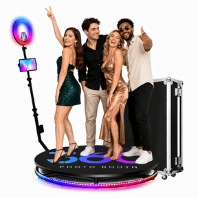 360 Photo Booth Machine with 39.6-Inch RGB Platform for 4-6 People, Ring Light, Free Logo Customization and Flight Case for Parties & Events