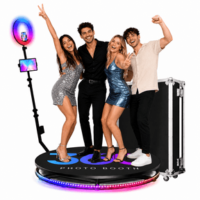 360 Photo Booth Machine with 39.8-Inch RGB Platform for 4-6 People, Ring Light, Free Logo Customization and Flight Case for Parties & Events