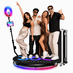 360 Photo Booth Machine with 39.9-Inch RGB Platform for 4-6 People, Ring Light, Free Logo Customization and Flight Case for Parties & Events