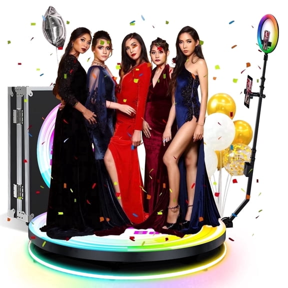 360 Photo Booth Machine with Flight Case, Ring Light, 39.4" Automatic Spin Video Booth for Parties, Weddings, Birthdays, Holidays