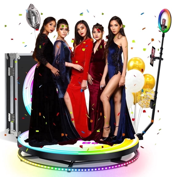 360 Photo Booth Machine with Flight Case, Ring Light, 39.4" Automatic Spin Video Booth for Parties, Weddings, Birthdays, Holidays