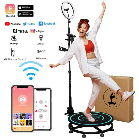 360 Photo Booth Stand Machine for Parties, Automatic Spinner 360 Camera Booth,22.5"Honeycomb Box,MWE