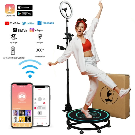 360 Photo Booth Stand Machine for Parties, Automatic Spinner 360 Camera Booth,22.5"Honeycomb Box,MWE