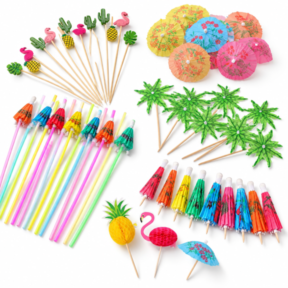 360-Piece Cocktail Drink Garnish Set with, Straws and Decorative Picks