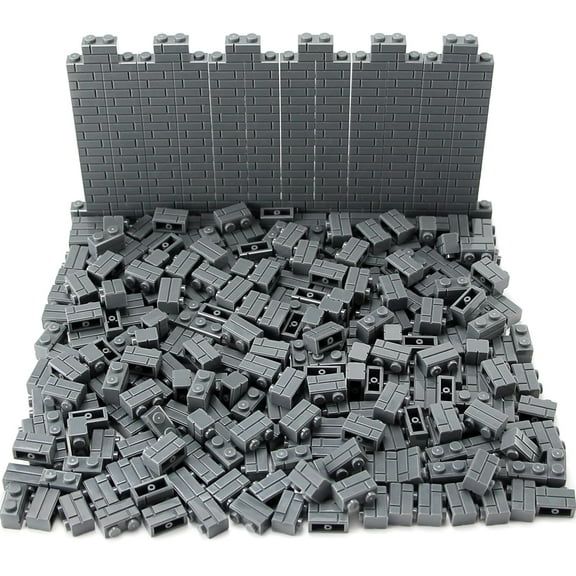 360 Pieces 1x2 Masonry Profile Bricks Building Blocks for Wall Parts and Pieces Diverse Bulk Toy Set Compatible with Major Brands (Dark Gray)