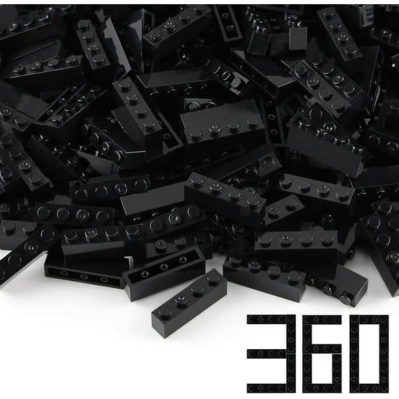360 Pieces 1x4 Bricks Black Classic Parts Building Creative Play Blocks Set Toy Basic Accessories Compatible with 3010 3066 Major Brands
