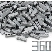 360 Pieces 1x4 Bricks Light Gray Medium Stone Grey Classic Parts Building Creative Play Blocks Set Toy Compatible with 3010 3066 Major Brands