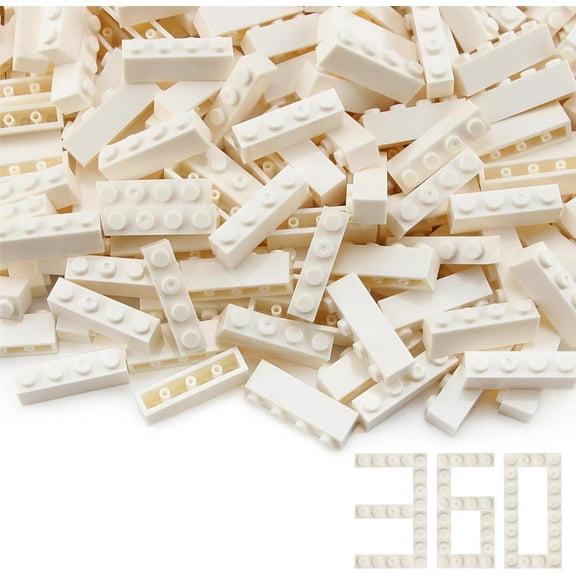 360 Pieces 1x4 Bricks White Basic Parts Building Creative Play Blocks Set Toy Compatible with 3010 3066 Major Brick Brands