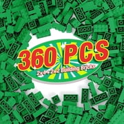 360 Pieces Building Bricks, Classic Basic Flats Parts and Pieces - 2x4 Brick x200 and 2x2 Brick x160, Moc Building Bulks Compatible with All Major Brands, Green