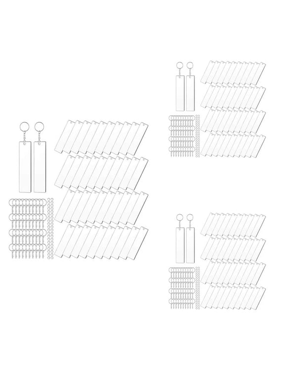360 Pieces Rectangle Acrylic Key Chain Blank Transparent Acrylic KeyChain Blank