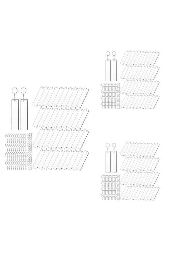 360 Pieces Rectangle Acrylic Key Chain Blank Transparent Acrylic KeyChain Blank