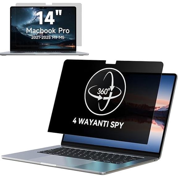 360 Privacy Screen for MacBook Pro 14 inch (2021-2026, M1, M2, M3, M4, M5, Pro, Max), Matte Anti Glare Blue Light 14.2in Mac Scratch Resistant Laptop Screen Protector Filter