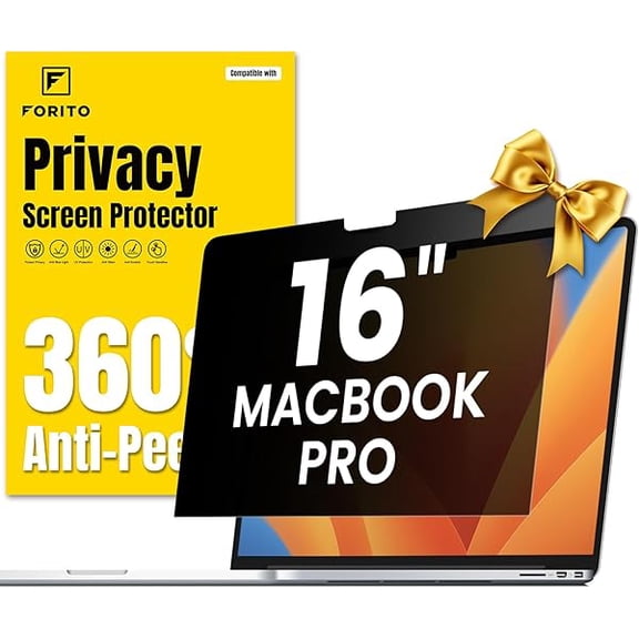 360 Privacy Screen Protector Compatible with MacBook Pro 16 inch (2024, 2023, 2022, 2021, M4, M3, M2, M1, Pro, Max), Anti Peeping Anti Glare Anti Blue Light Laptop Privacy Screen Shield