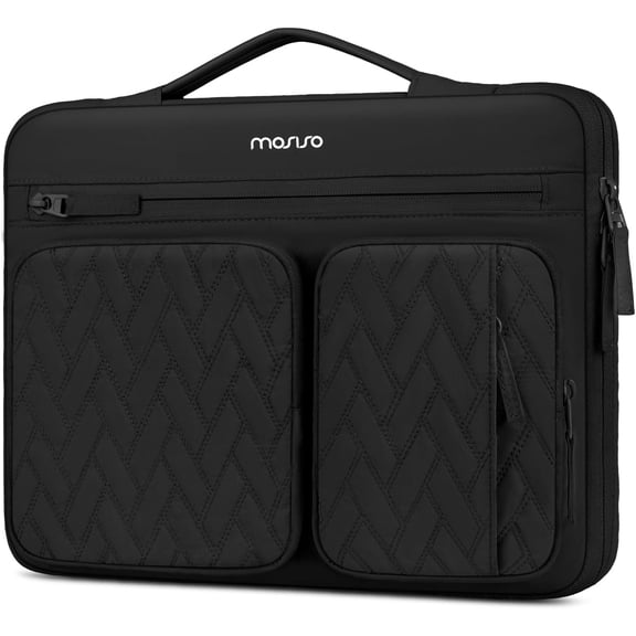 360 Protective Laptop Case 15.6 inch, 15-16 inch Laptop Sleeve Compatible with MacBook Pro 16, HP ASUS Notebook, Parallelogram Quilted Bag with Raised&Horizontal Pockets, Black