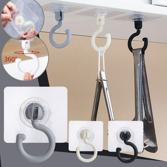 360° Punch Free Hooks Hook Multi-Function Paste Hook Door Rear Hook Hook Strong Sticky Hook Grey
