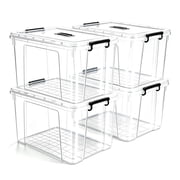 360 QT Clear Storage Bins with Lids, 4 Pack 90 QT-Stackable Plastic Organizer for Home, Office, Garage, BPA-Free, Heavy-Duty, See-Through Containers with Secure Latches & Handles