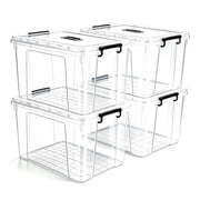 360 QT Clear Storage Bins with Lids, 4 Pack 90 QT-Stackable Plastic Organizer for Home, Office, Garage, BPA-Free, Heavy-Duty, See-Through Containers with Secure Latches & Handles