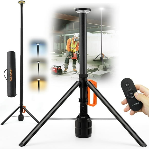 SideKing 360 Rechargeable Camping Light with Tripod Stand 8.4FT, 3000LM LED Work Light Rechargeable, Portable Telescopic Camp Light for Outdoor, Jobsite, Emergency Orange