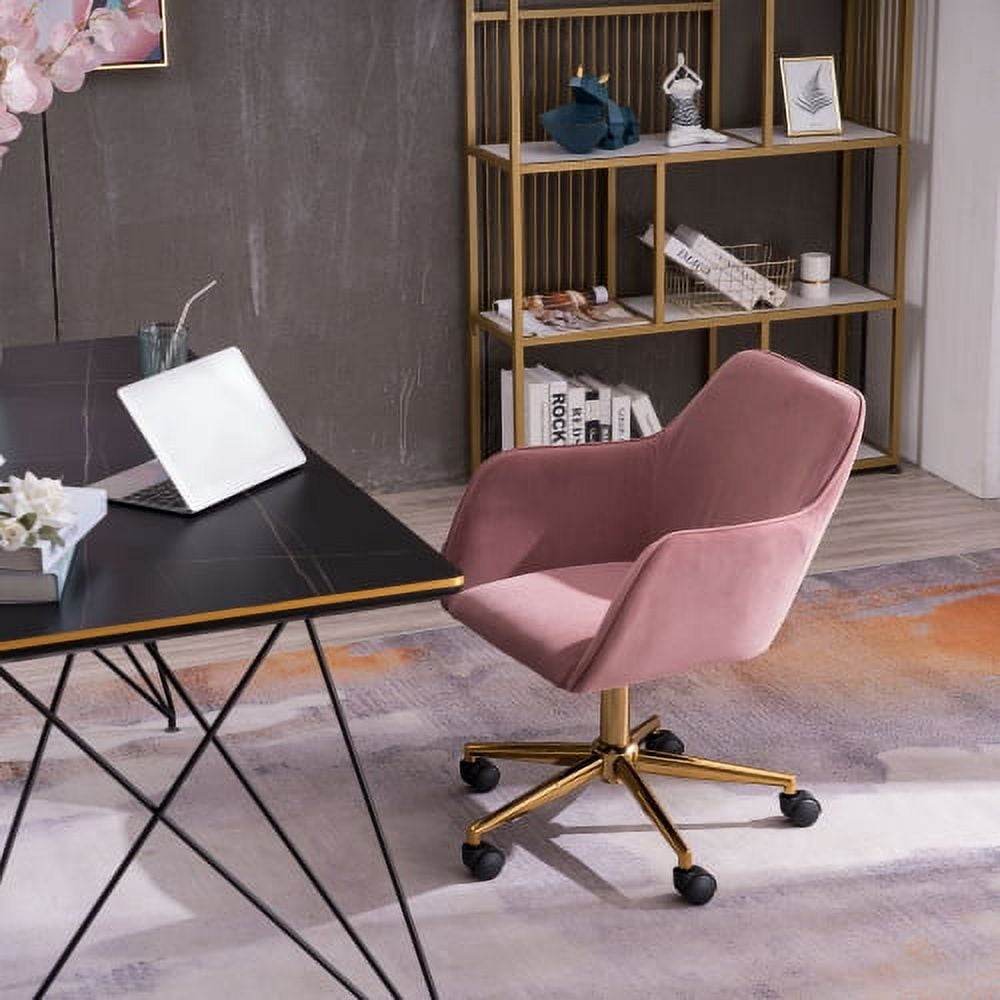 Pink Velvet Home Office Chair, 360 Revolving, Adjustable Height, Swivel ...