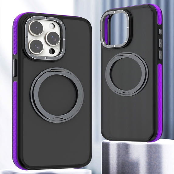360° Ring Stand Magnetic for iPhone 13 Pro Max Case, Anti-Fingerprint Military Drop Protection Compatible with MagSafe Matte Soft Edge Slim Back Phone Case for iPhone 13 Pro Max - Purple