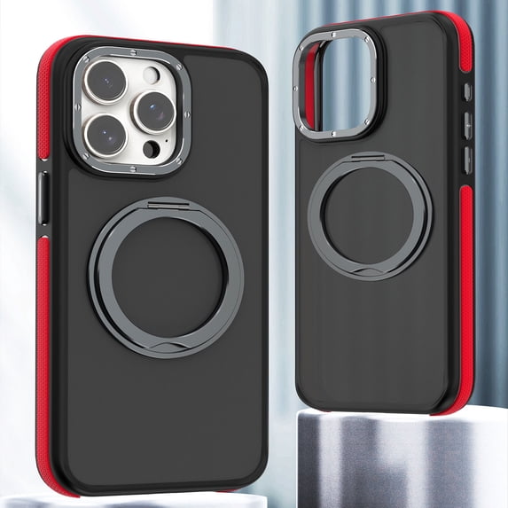 360° Ring Stand Magnetic for iPhone 13 Pro Max Case, Anti-Fingerprint Military Drop Protection Compatible with MagSafe Matte Soft Edge Slim Back Phone Case for iPhone 13 Pro Max - Red