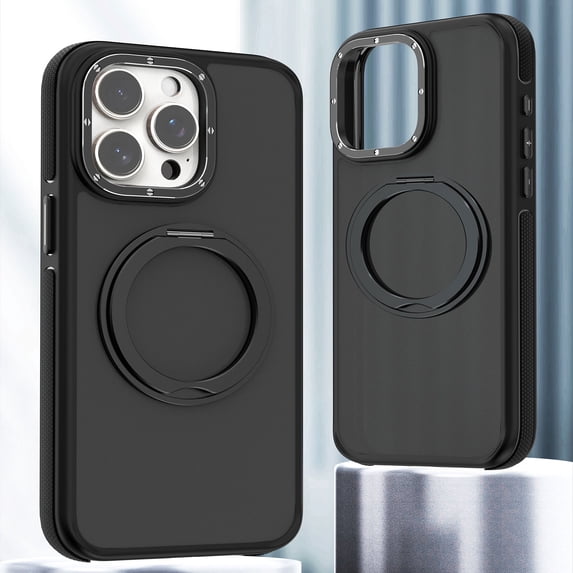 360° Ring Stand Magnetic for iPhone 13 Pro Max Case, Anti-Fingerprint Military Drop Protection Compatible with MagSafe Matte Soft Edge Slim Back Phone Case for iPhone 13 Pro Max - Black
