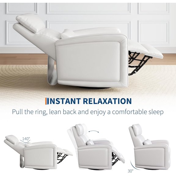 360°  Rocking Glider Recliner Chair. Soft Faux Leather Upholstered Sofa Chairs with Ergonomic Backrest
