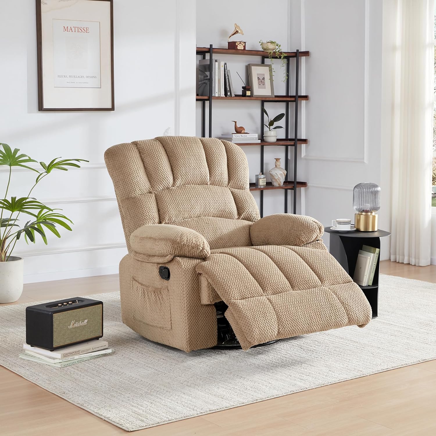 360° Rocking Swivel Rocker Recliner Chair, Oversized Recliner Chairs,Overstuffed Manual Nusery