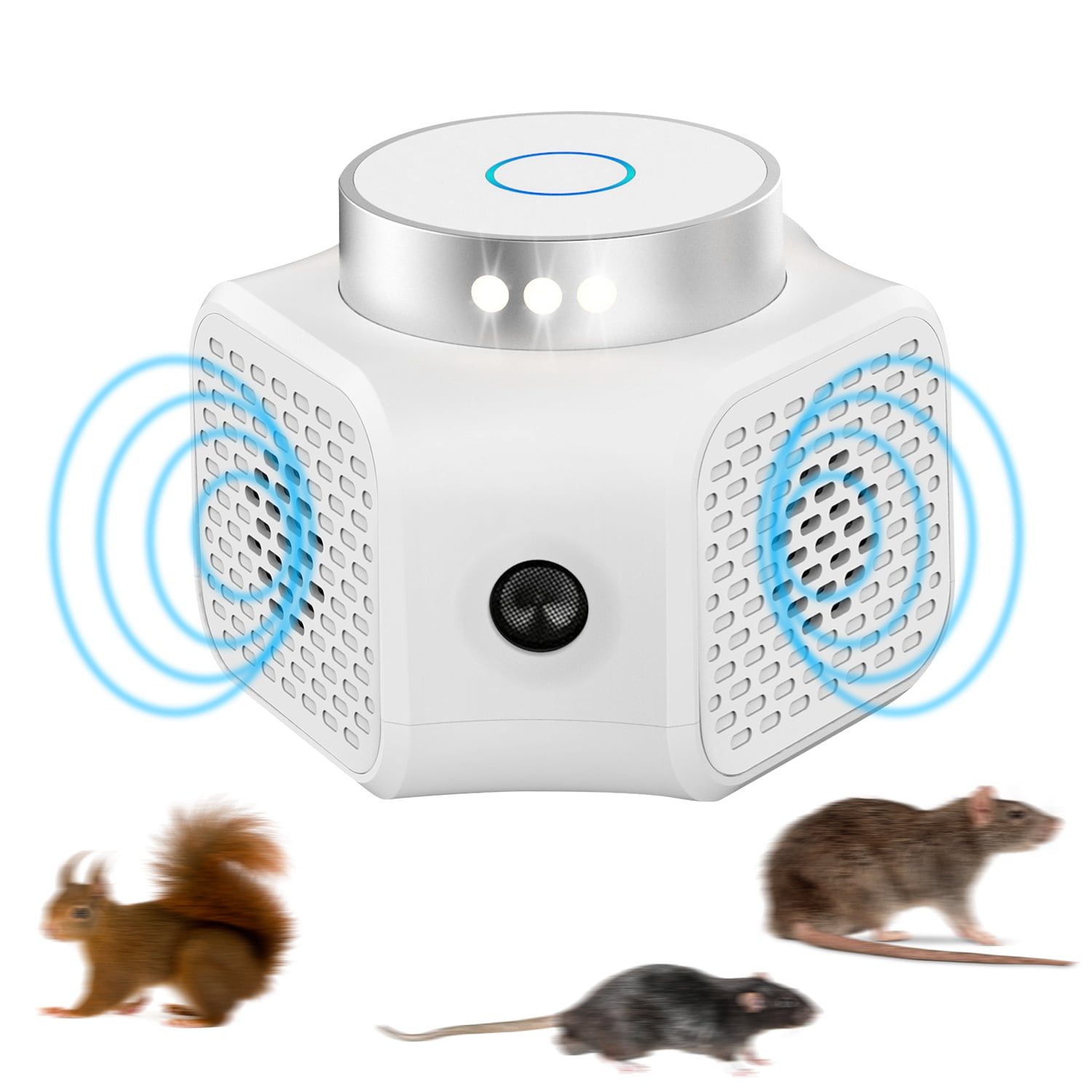 360° Rodent Animal Repellent Ultrasonic Rat Deterrent Squirrel Repellent Electronic Pest Control